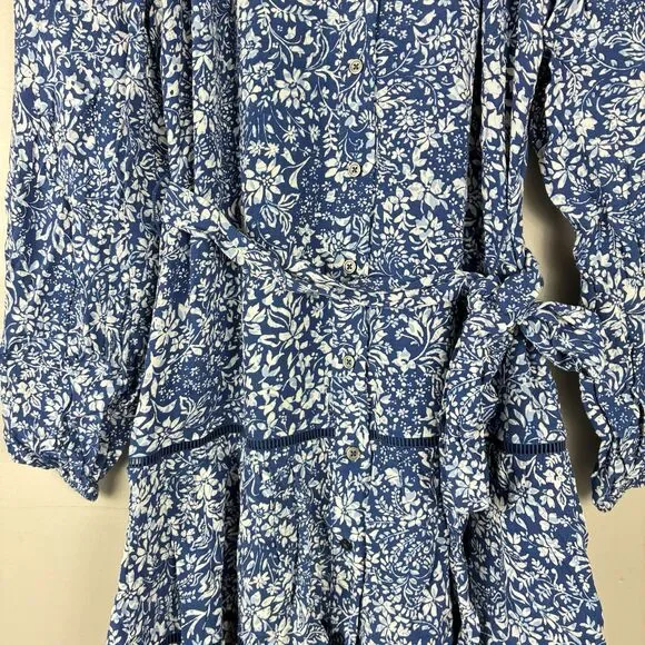 Madewell Tiered Dress Ditsy Floral Navy Womans Sz 6 Boho Beachy NWT - Picture 3 of 9